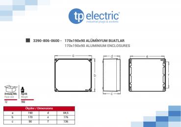 Preview: Aluminium-Gehäuse 170x190x90mm